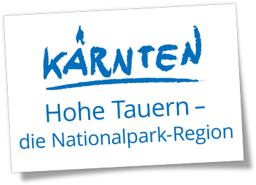 Logo der Kärnten-Region mit dem Schriftzug „Kärnten – Hohe Tauern, die Nationalpark-Region“ in blau.